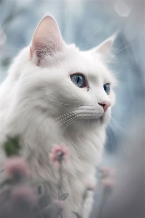 White Cat with Mesmerizing Blue Eyes