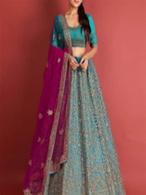 Buy HALFSAREE STUDIO Embroidered Semi Stitched Lehenga Unstitched