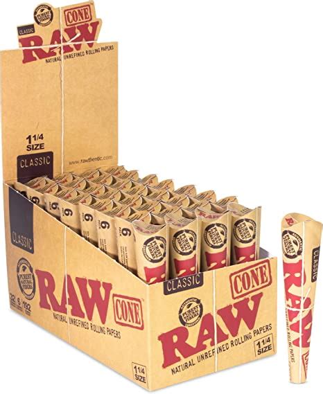 Raw Cones Classic 1¼ Size 32 Packs Natural Pre Rolled Rolling Paper With Tips