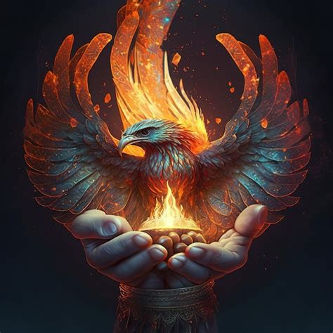 Premium Photo | A hand holding a bird with a flame on it