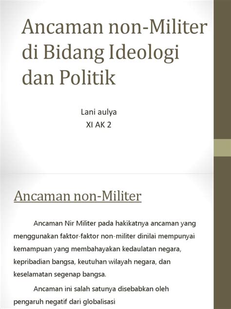 Ancaman Non Militer Di Bidang Ideologi Dan Politik Pdf