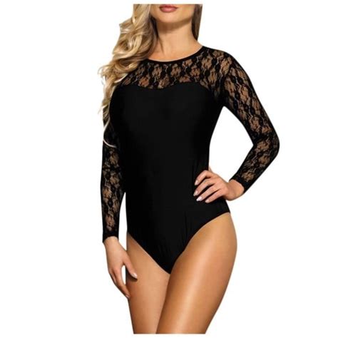 Femmes Lingerie One Piece Body Vêtements de nuit Vêtements de nuit Sheer Mesh Justaucorps O Neck