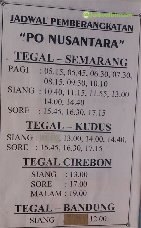 Jadwal Dan Tarif Bus NUSANTARA Dari KUDUS Ke BANDUNG CICAHEUM