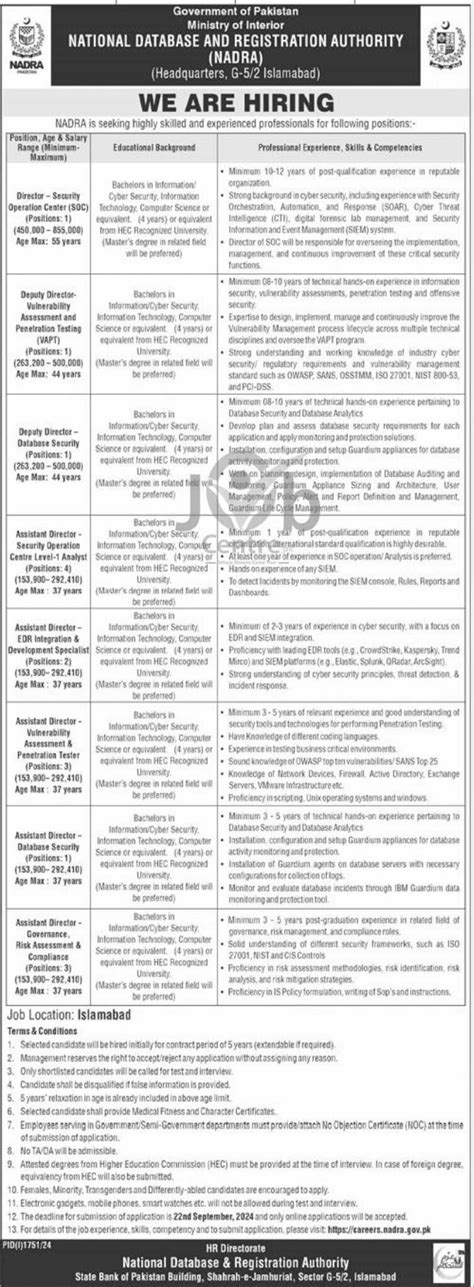 Latest Nadra Recruitment September Jobs Centre