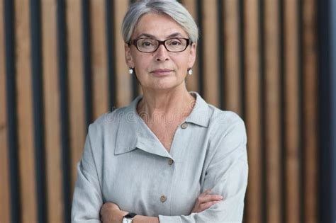 Beautiful Mature Woman In Office Arms Crossed Stock Photo Image Of Organizer Mature