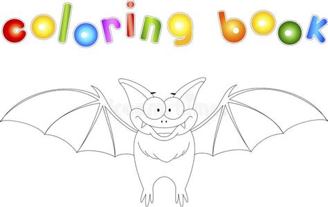 Funny Bat Coloring Book For Kids Digital Illustration Stock Vector