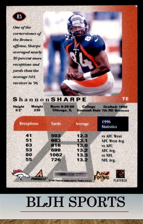 Pinnacle X Press Shannon Sharpe Denver Broncos B Ebay