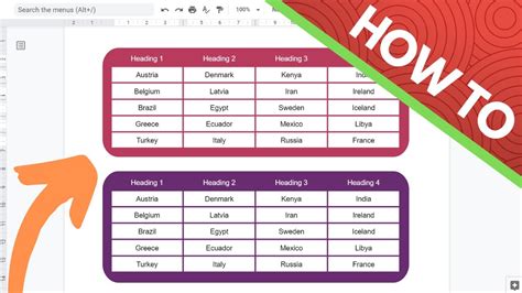 How To Create Pretty Tables In Google Docs Using Aesthetic Rounded