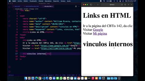 Vínculos en HTML YouTube