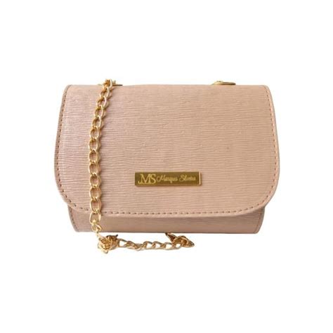 Bolsa Nude Pequena De Ombro Tira Colo Transversal Corrente Blogueira MS Marques Silveira