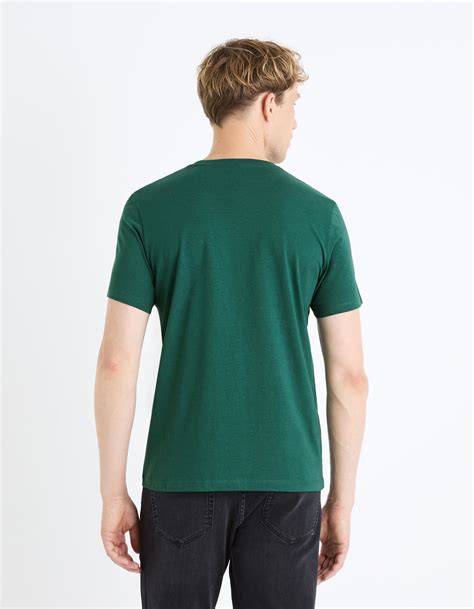 T Shirt Col Rond 100 Coton Vert Celio Be Normal