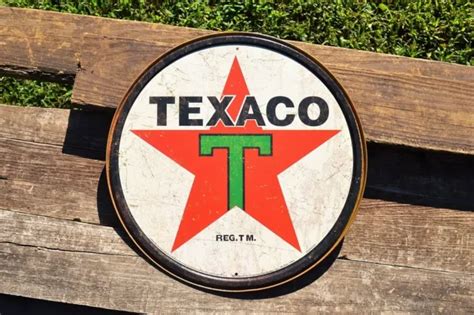 Texaco Logo Tin Metal Sign Motor Oil Gas The Texas Company