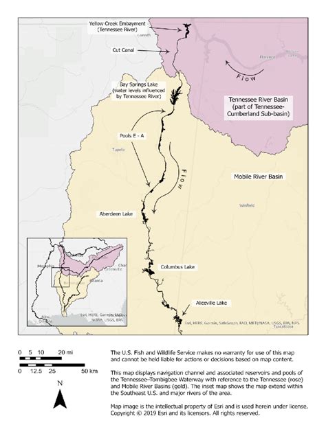 Map of Tennessee-Tombigbee Waterway. Map of the Tennessee-Tombigbee ...