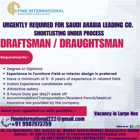 Draftsman Job In Saudi Arabia Large Vacancies