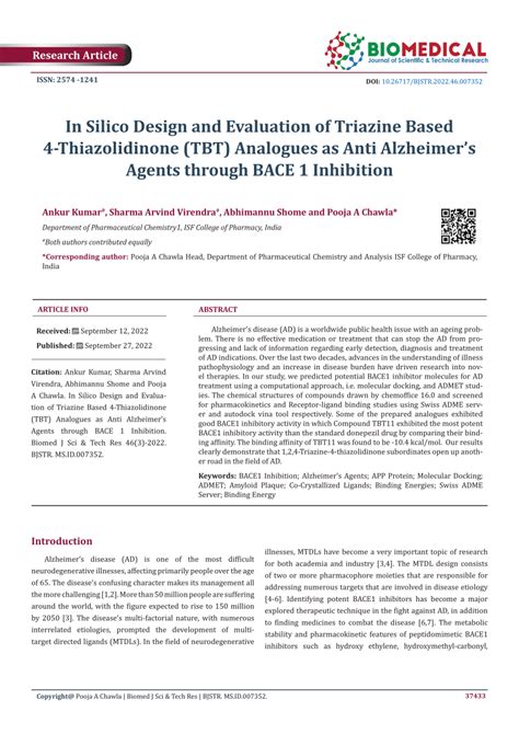 Pdf In Silico Design And Evaluation Of Triazine Based 4 Thiazolidinone Tbt Analogues As Anti