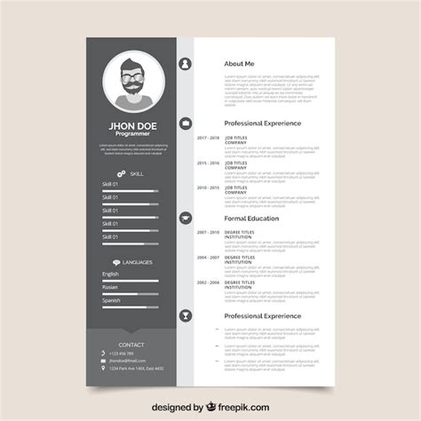 Premium Vector Black And White Resume Template