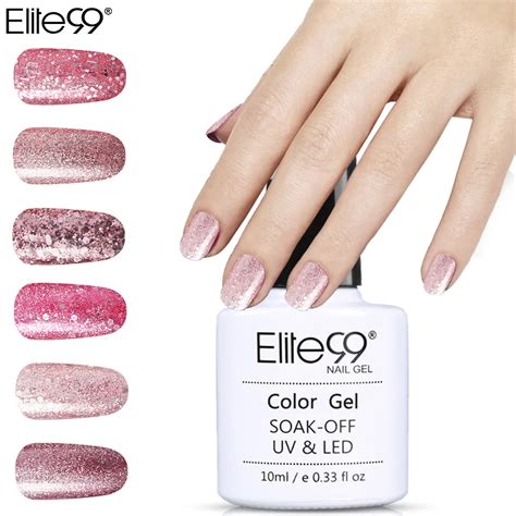 Elite Ml Rose Gold Gel Varnish Nail Polish Bling Glitter Nail Gel