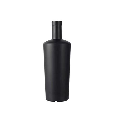 750 Ml Black Matte Frosted Spirits Brandy Liqueur Bottle Glass Nocturne Nordic Liquor Bottles