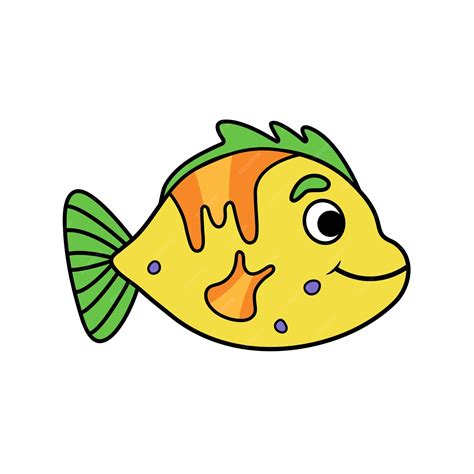 Dibujos Animados De Pescado Amarillo Vector Premium