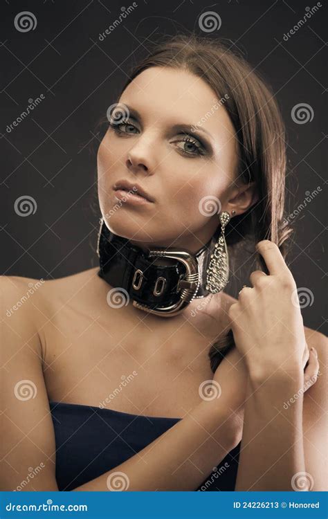 Portrait Of Gorgeous Brunette Stock Image Image Of Pigtail Glamour