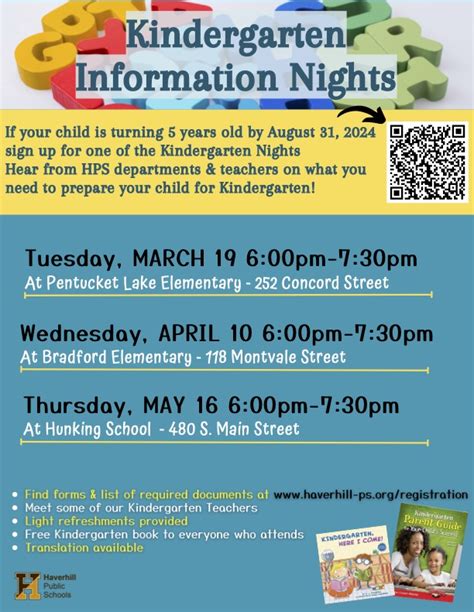 Kindergarten Information Nights Bradford Elementary School