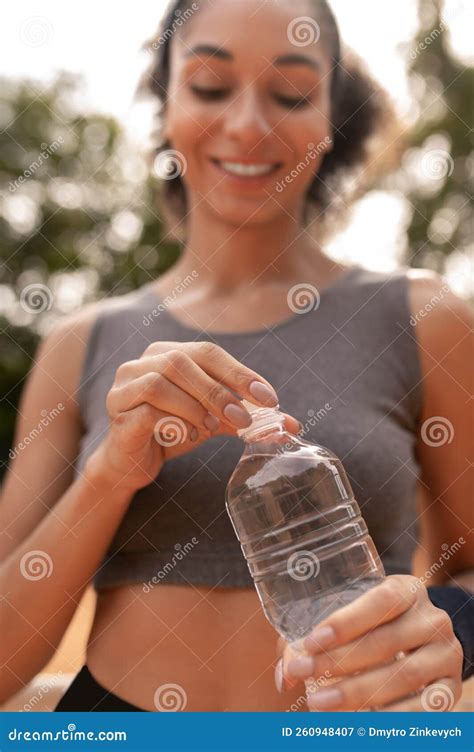 Cute Young Girl Feeling Thirsty After Workout Stock Image Image Of