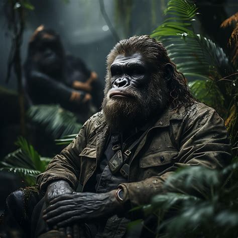 Premium Ai Image A Stoic Gorilla With A Contemplative Expression In A