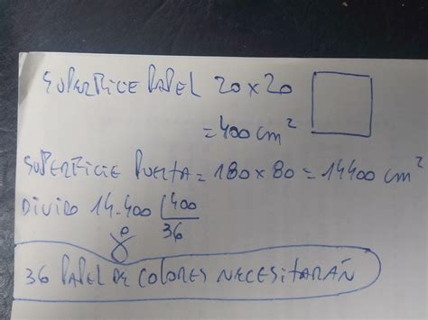 Divido la medida del área de la superficie de una cara de la puerta