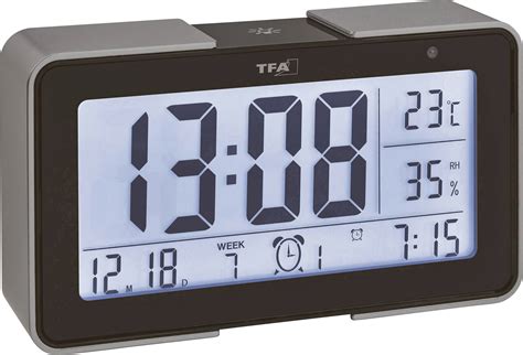 Tfa Dostmann Radio Alarm Clock Black Silver Alarm Times