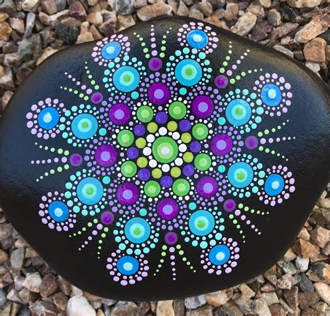 Dot Mandala Rock By Rachel Dot Art Painting Mandala Painted Rocks