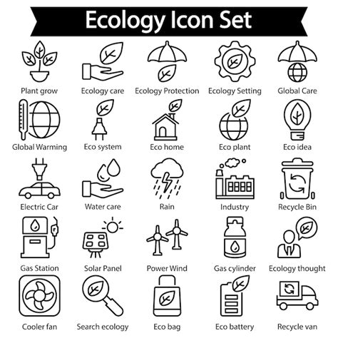 Premium Vector Ecology Line Icon Set