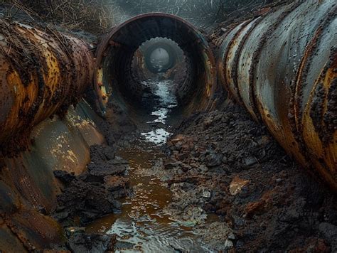 Premium Photo Abandoned Rusty Pipelines With Mud