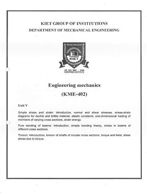 Unit-5 Notes Engineering Mechanics... | PDF