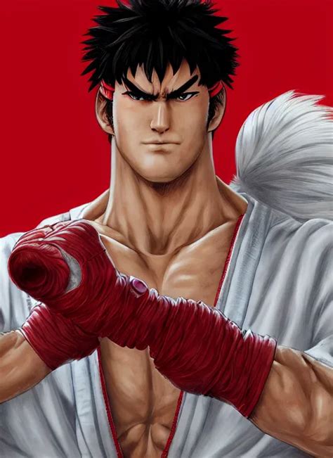 Krea Detailed Portrait Ryu From Capcom Street Fighter 3 Street