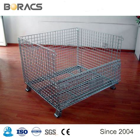 Heavy Duty Industrial Metal Stackable Wire Mesh Pallet Cage Foldable