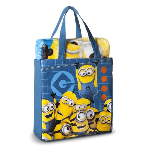 Despicable Me Minion Throw Blanket Silk Touch Canvas Tote Bag 2 Pieces