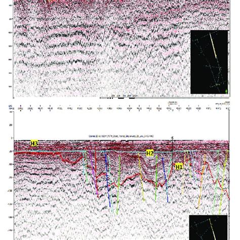 Interpreted Seismic Section Of 2D Line With Marked Horizon And Faults