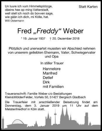 Traueranzeigen Von Fred Freddy Weber Wirtrauern