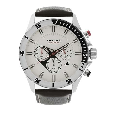 Fastrack Leather Big Time Analog White Dial Men S Watch Nl3072Sl01