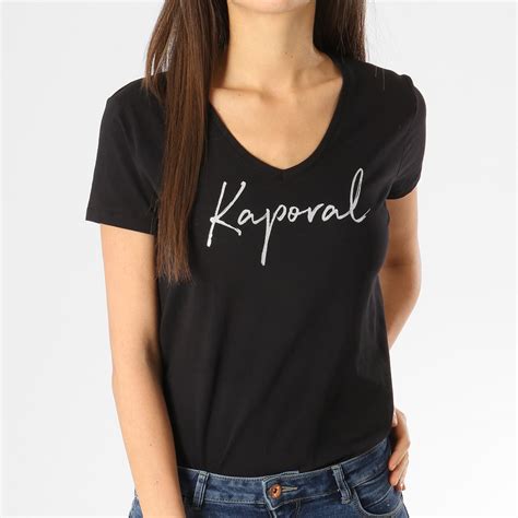 Kaporal Tee Shirt Femme Buxom Noir Argenté LaBoutiqueOfficielle