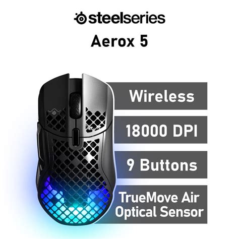 SteelSeries Aerox 5 Wireless Optical 62406 Wireless Gaming Mouse: Mice