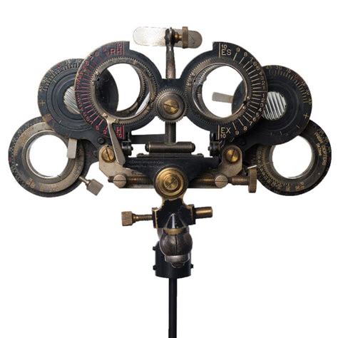 Antique Opthamologists Eye Testing Device Mounted On Stand