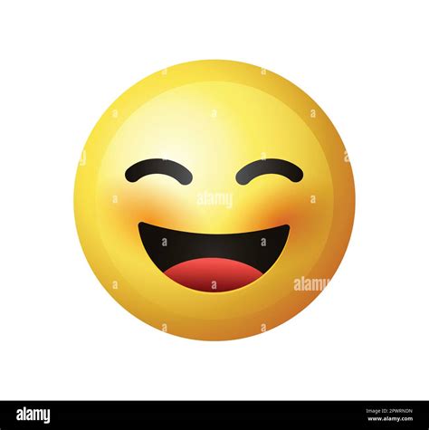 High Quality Emoticon On White Background Laughing Emoji With Closed