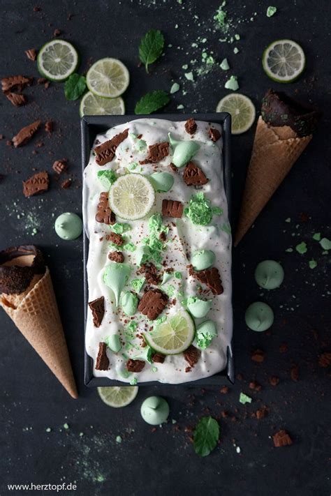 Key Lime Pie Eis Mit Minz Baiser Und Kakaokeksen Zuckerliebelei