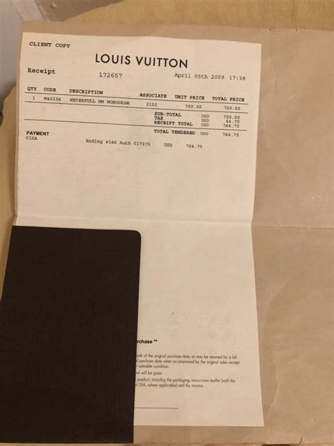 Genuine Louis Vuitton Receipt Template Paul Smith