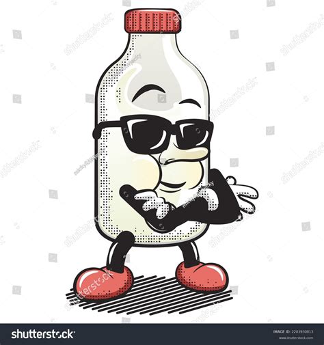 Cartoon Vector Illustration Character Milk Bottle Stock Vector Royalty Free 2203930813