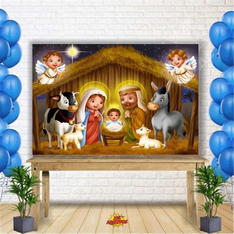 Painel Lona Grande Pres Pio Sagrada Fam Lia Tema Natal Natalino Para