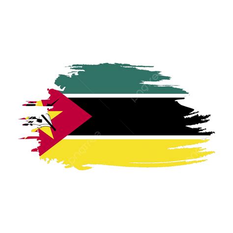 Mozambique Flag Stylized On White Transparent Background Mozambique