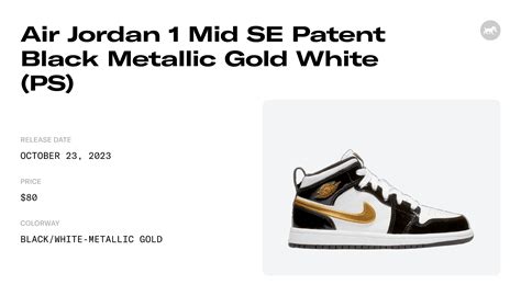 Air Jordan 1 Mid SE Patent Black Metallic Gold White PS BQ6932 007