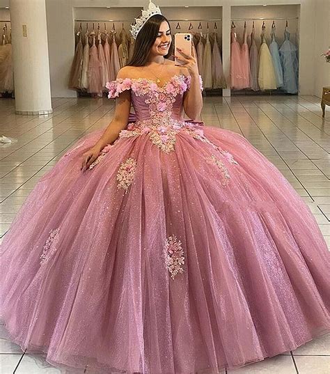 Charming Off The Shoulder Quinceanera Dresses Pink 3D Flowers Sweet 16